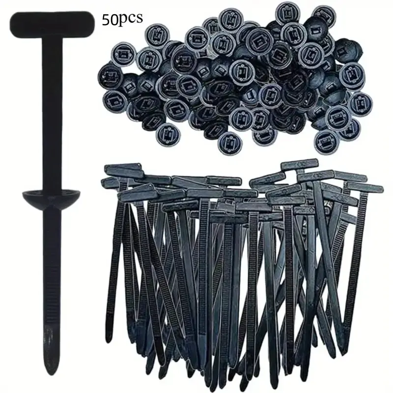 50 Pcs Nylon Zip Tie Clips, Self-Locking Durable Securing Zipper Fasteners, Multi-Purpose Automotive Plastic Cable Ties for Car Maintenance, Cable Organize Management