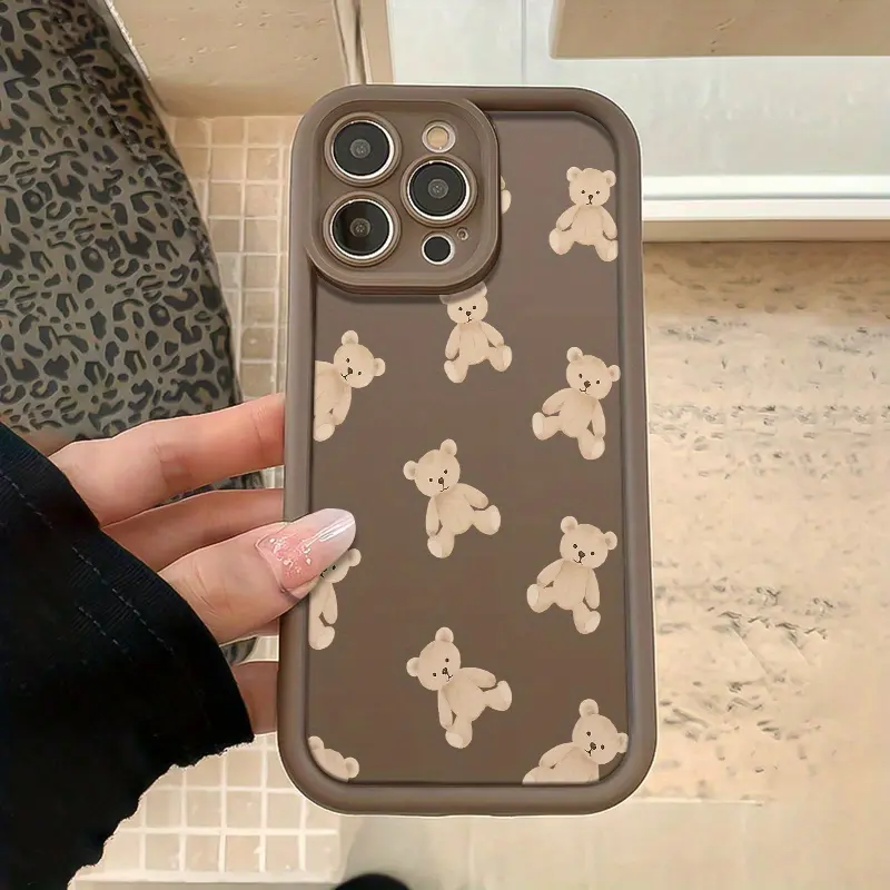 Phone case: 1 Brown Cute Bear Pattern Printed TPU Anti-Drop Phone Case with Precise Cutouts, Full Protection Cover for Apple iPhone 11/12/13//14, 15 & 16 Pro /16Pro Max/ 6 Plus - Perfect Gift Idea: Birthday Present or Surprise Your Girlfriends, Boy