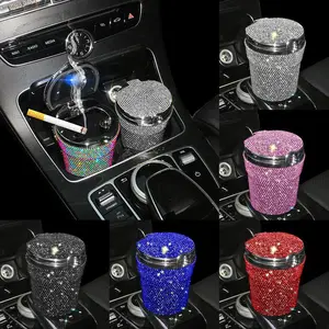 Car Ashtray Auto Portable Bling Cigarette Smokeless With LED Light Indicator Car Accessories for Women재떨이