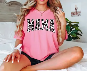 Cow Print Retro Mama Tee - unisex Loose-Fitting Summer T-Shirt in Cotton Material