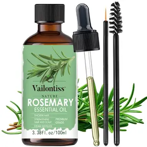 Rosemary Essential Oil (3.38 fl.oz) with Dropper | Natural Herbal Oil for Thicker-Looking Hair, Scalp Care, Skincare, Haircare, Massage, Aromatherapy & Diffuser