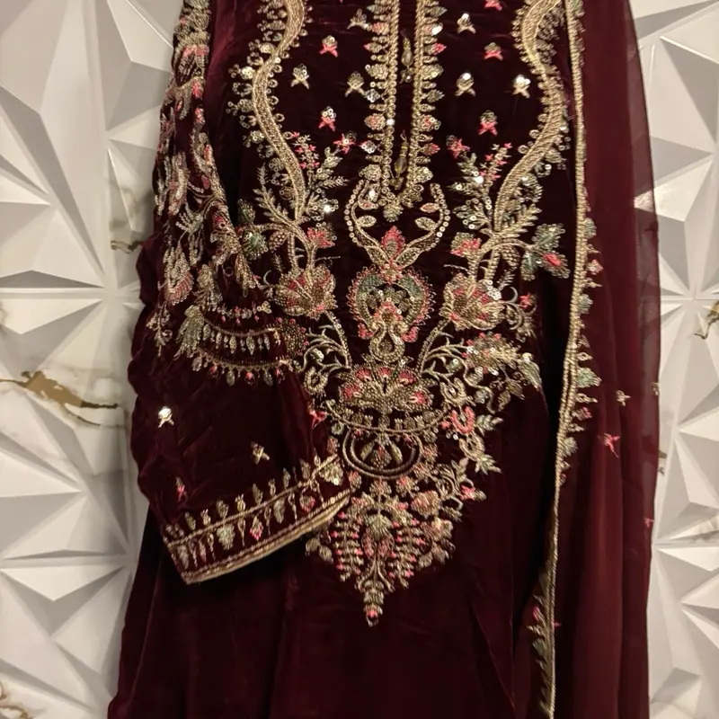 velvet embroidered dress pakistani Elise 3D Flora Applique Dress in Eyelet Embroidered Cotton main image 0