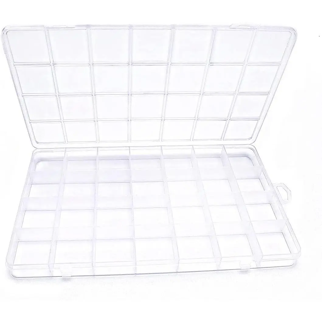 28 Grids Plastic Bead Organizer Box, Organizer Container Storage Box, Dividers for bead arts and crafts.