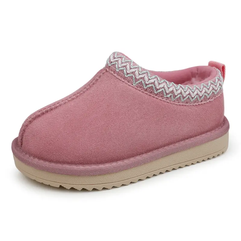 EVELLYHOOTD Kids' Genuine Suede Slip-On Winter Ankle Boots, Plush Lined, Lightweight, Non-Slip, Cozy Indoor-Outdoor Casual Shoes