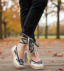 Lolita Comfort Insole Handcrafted Jute Sandals 15 cm Colombian Summer Footwear Women's Lightweight Adjustable Buckle Closure Square Toe Elegant Thin Foot Shoe