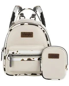 Wrangler Women's Women'S Cow Print Trim Mini Backpack With Coin Pouch - Wg102-8600 Tn