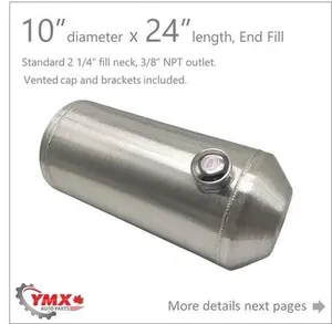 M269 JSD Aluminum Spun Fuel Tank 10x24 Center Fill 8 Gallon 1/4'' NPT