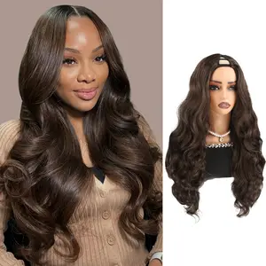 V Part Wig 24inch for Black Women Long Synthetic Wig Upgrade U-Part Wig Heat-Resistant Soft Comfortable Natural Black No Glue Easy Wear Glueless Wigs Kinky Straight Wigs