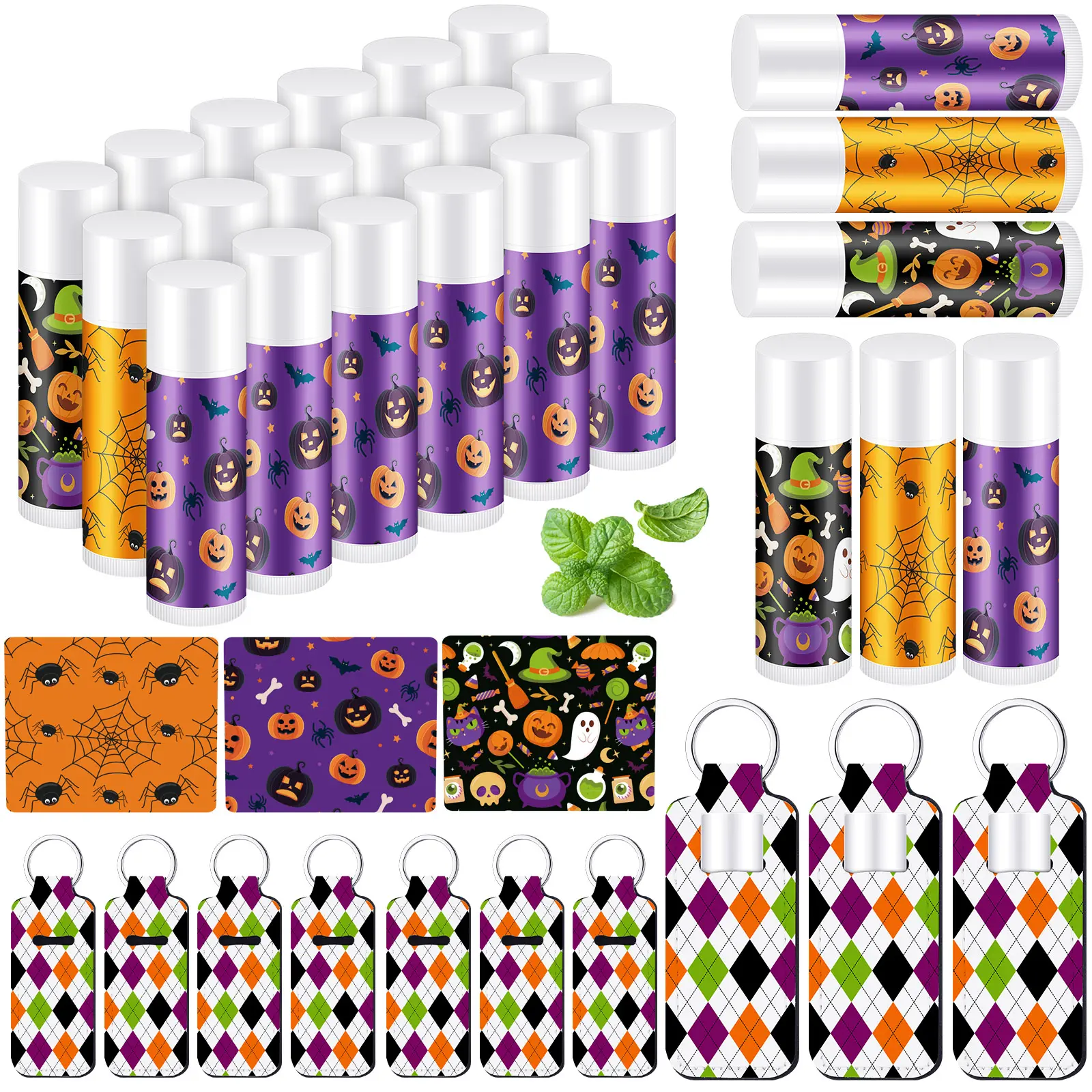 36Pcs Halloween Lip Balms Gift Set for Coworker Employee Teacher Nurse Staff Adult’s Pink Halloween Party Favors Practical Lip Balm Holder Keychain with Spooky Lip Balm for Women Men Halloween Goodie Bag Stuffers Trick-or-Treat Exchange Gifts