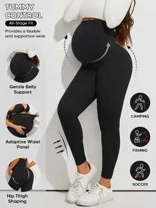 High-Waisted Maternity Leggings, Maternity Clothing, Prenatal Maternity Clothing, Full Belly Support, Stretchy Soft Fabric, Casual Fit for Fall Season, Women's Daily Wear