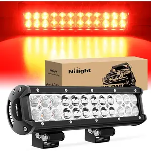 Nilight LED Light Bar 12 Inch 72W Spot Flood Combo Red Beam Off Road Lights Fishing Hunting Deck Lights Boat Lights LED Work Light for Trucks UTV Pick-up Van Boat Tractor Carlights