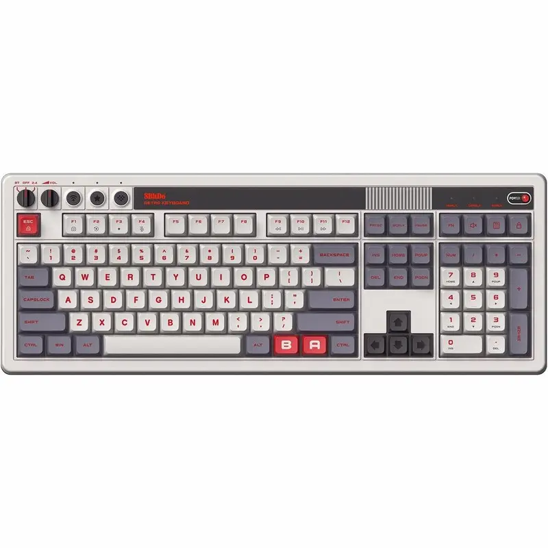 8BitDo N Edition Retro Wireless Mechanical Gaming Keyboard with Number Pad for Gamers - Compatible with Windows, Android