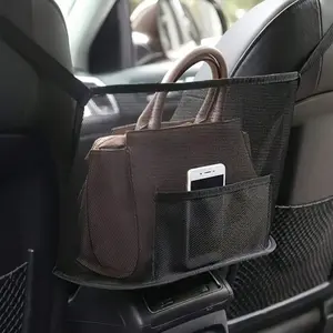 Extra-Large Canvas Car Storage Bag with Mesh Pocket - Suitable for Most Vehicle Models, an Essential Car Interior Accessory.
