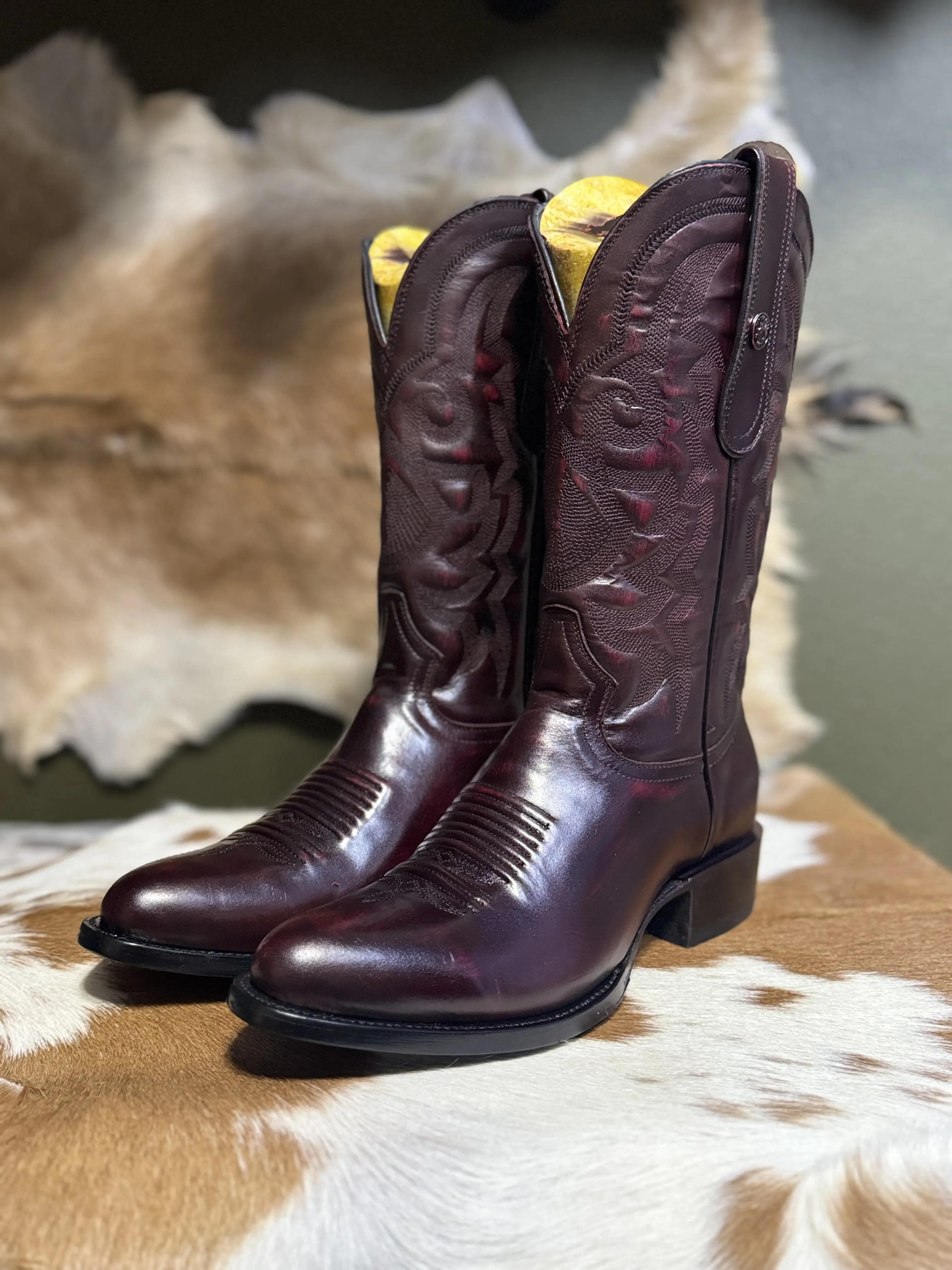 TANNER MARK MEN'S KABUL BLACK CHERRY COWBOY BOOTS