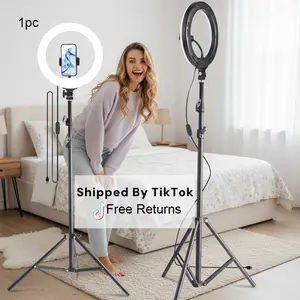 10" colour changing with Stand , 145cm/57" Foldable Tripod for Phone with Video Light, Phone Holder forVideo Recording, Live Streaming(YouTube, Instagram, TIK Tok)