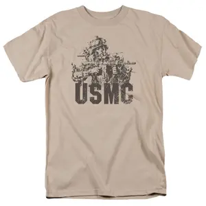 U.S. Marine Corps Statue Sand Shirts for Men - Soft Cotton Collar Top