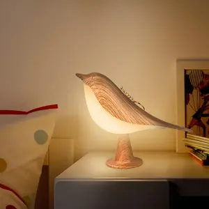 Small Bird Touch Lamp, Dimmable and Cordless Bird Night Light, USB Rechargeable Touch Sensor Control Table and Desk Lamp with Aroma Diffuser Function for Bedroom