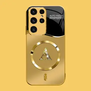 Suitable for [Galaxy S23 Ultra] high-end MagSafe phone case，Choose from any of the 26 letters， The pattern features a printed effect and is not 3D-dimensional YM99