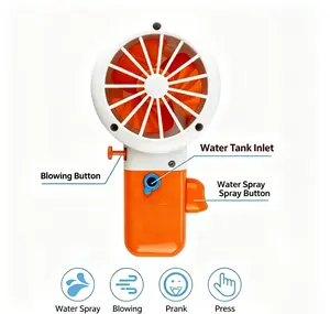 2 in 1 Handheld Prank Fan Water Spray Squirt Gun Summer Gag Gift Toy     Multi-functional Prank Hand Fan Water Squirt Gun Party Entertainment Toy