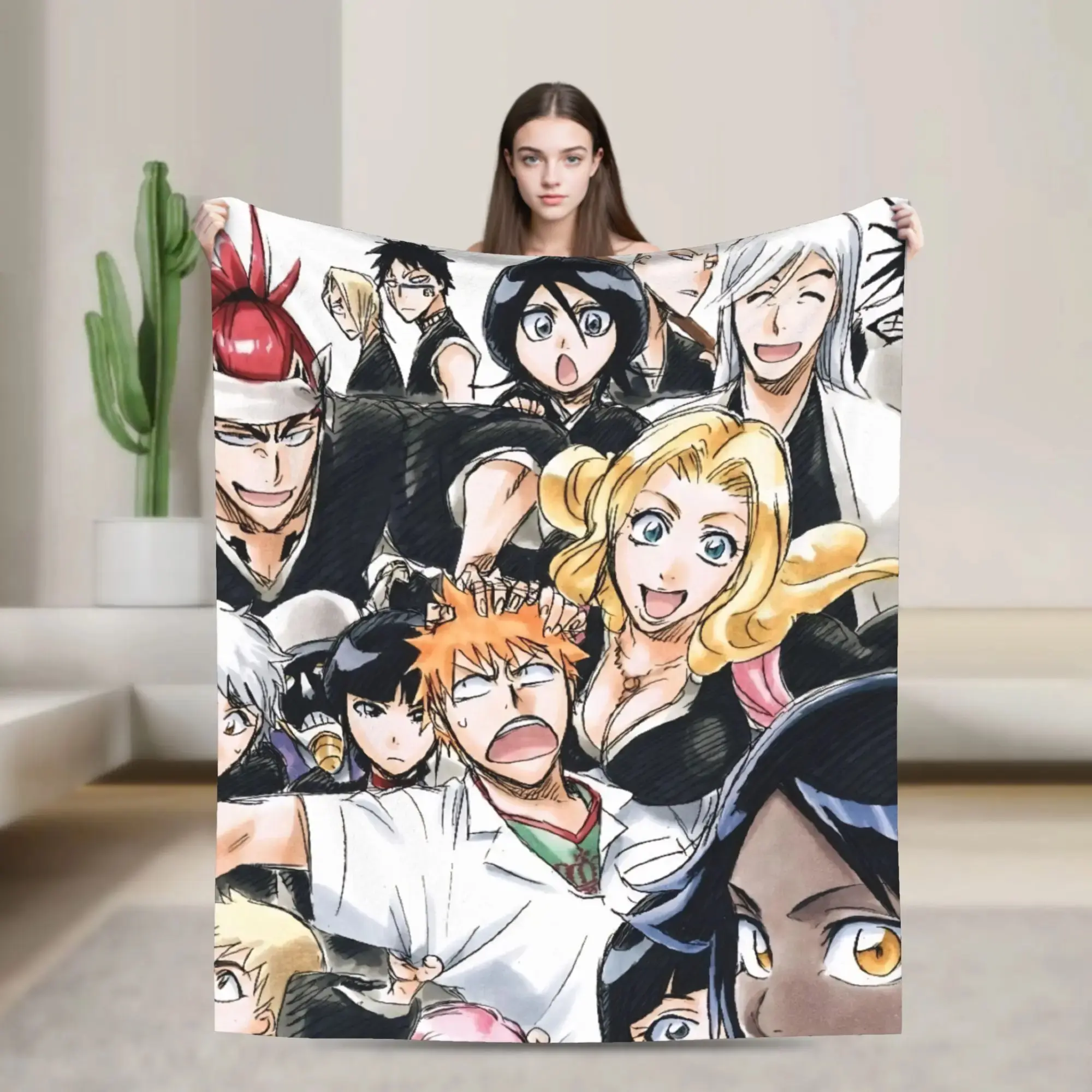 BLEACH Anime Ichigo Blanket Super Soft Print Plush Throw Blanket For Couch Bed Picnic Flannel Bedspread Bed Cover