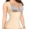 Women's Basic Solid Seamless Compression Nylon Shapewear Tank Top, Minimalist Breathable Tummy-Control High-Waisted Shapewear for Daily Summer Wear Compression Body Shapewear