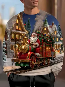 New 3D Merry Christmas Sweatshirts for Boys, Girls, and Children - Fashionable Santa Claus Patterns, Crew Neck Pullover, Fun Hoodies, Cute Clothing