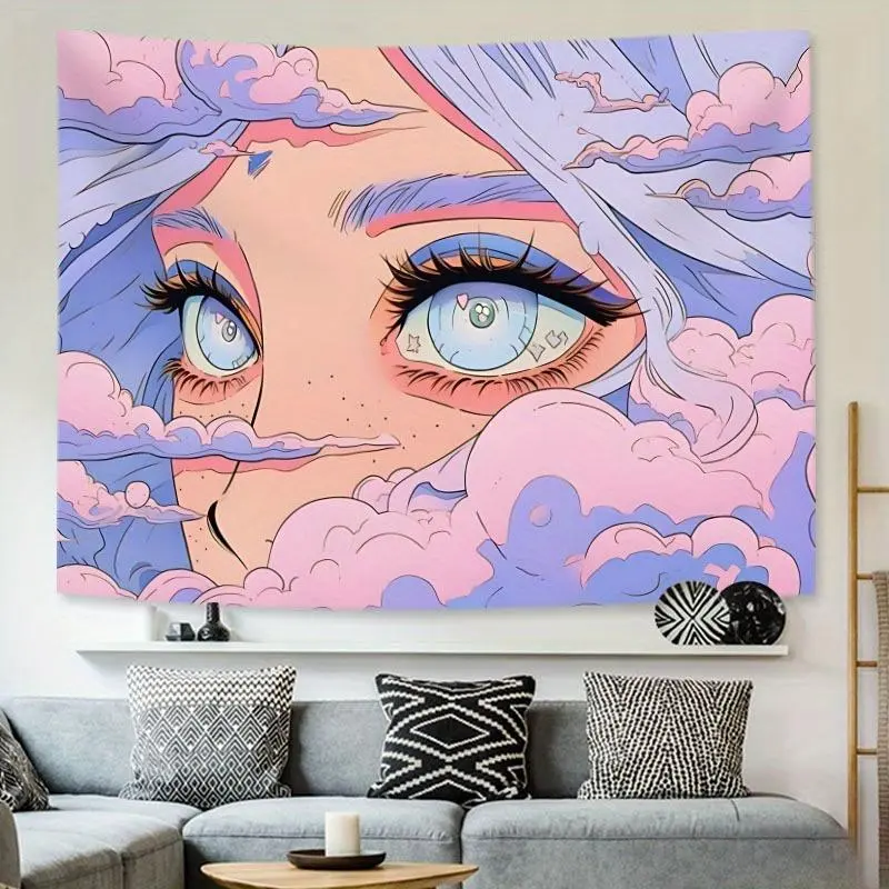 Cloud and Eyes Pattern Tapestry, Durable Decorative Tapestry, 1 Count Wall Tapestry with Installation Kit, Wall Art for Home Living Room Bedroom Office Dormitory Decor, Decoration, Decorating, Design