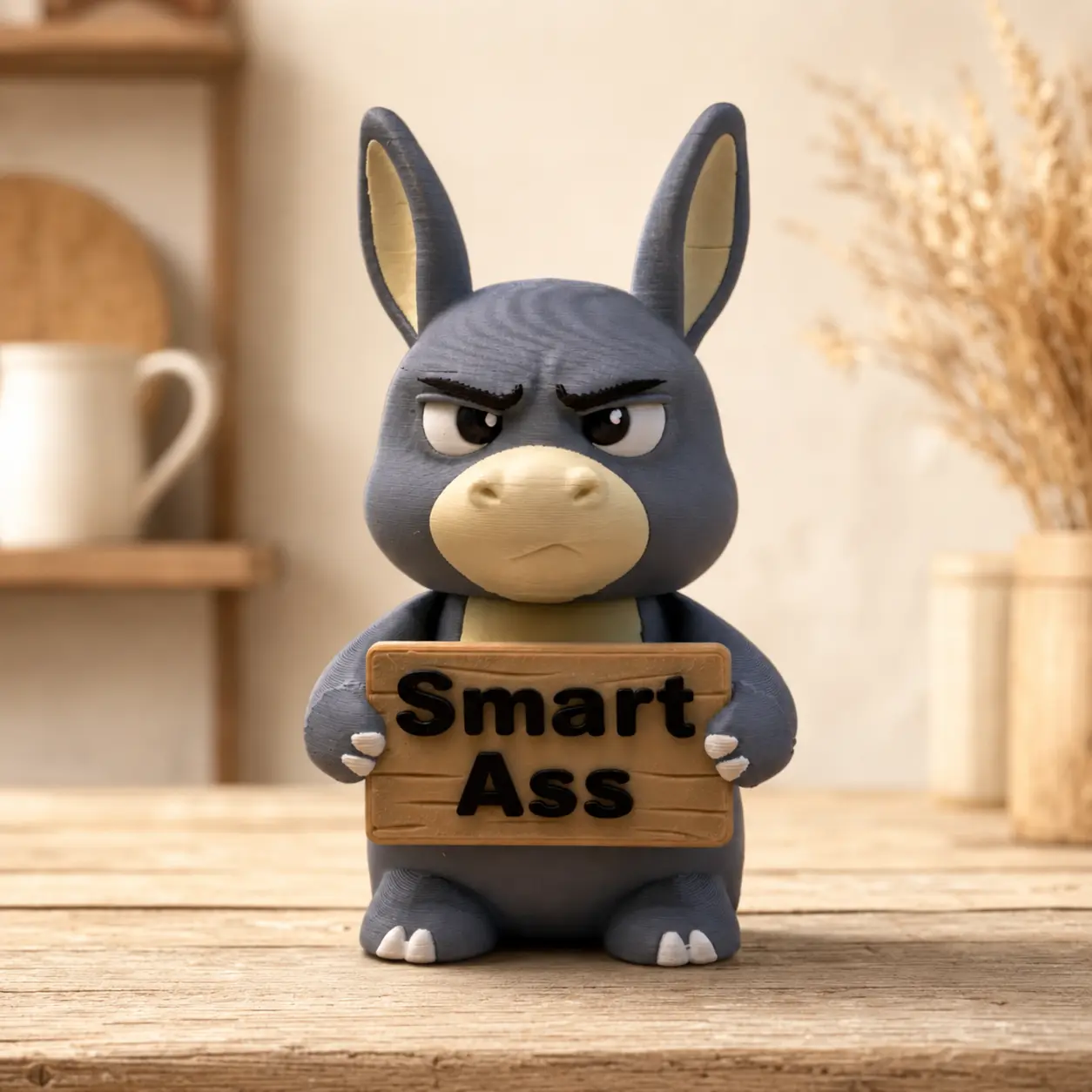Funny Smart Ass Donkey Figurine, 3D Printed Donkey with Sign, Sarcastic Desk Décor, Adult Gag Gift, Funny Office Gift