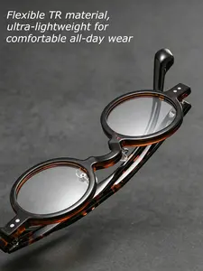 Vintage Punk Hip-Hop Style Ultra-Light Tr90 Round Glasses for Men and Women, High-Prescription Optical Frames, Suitable for Nearsightedness, Farsightedness, Presbyopia, and Astigmatism