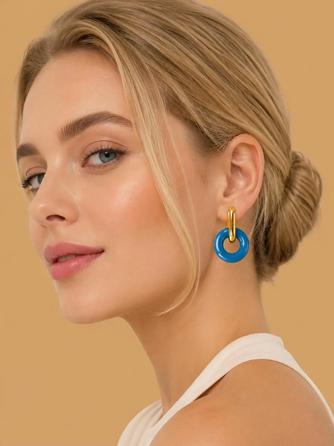 Round Earrings for Women, Stylish Minimalist Hoops with Detachable Oil-Drip Charms for Versatile Everyday Use, Detachability, Female Wear, Oil-Drop Shape, Round Form, Minimalist Outfits, Circle Shape Earrings, Gold Plated Hoop, Colorful Earrings