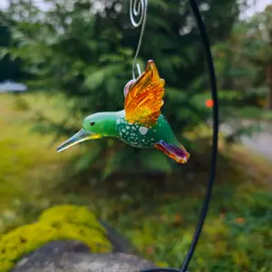 Handblown Glass Hummingbird  Hanging Ornament.