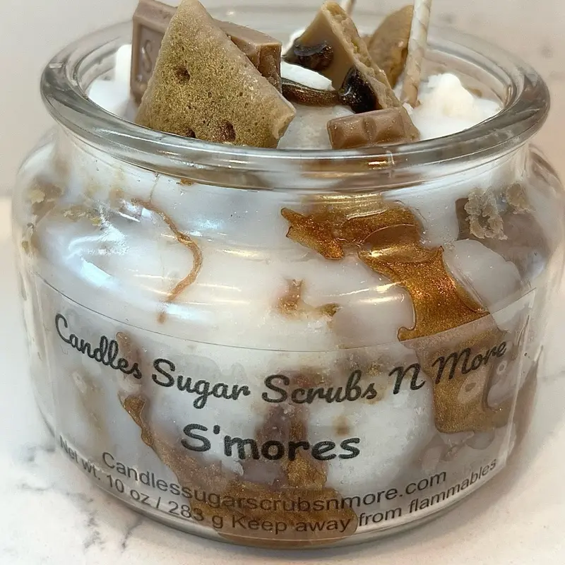 Smores Dessert Candle Handcrafted & made with love #smores #campfire #campingtreats #dessertcandles #uniquecandles #cutecandles #cutegifts #giftideas #homedecor #foryoupage #fyp #trending #viralcandles #selfcare #explorerpage #handmade #tiktok #forestfire