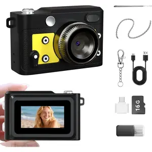 Mini Retro  Camera - 1080P FHD  Digital Camera with 2MP Lens, 0.96" Screen & OTG Adapter with 16GB Card,  Compact Camera  for Birthdays,Beginners, (Yellow)