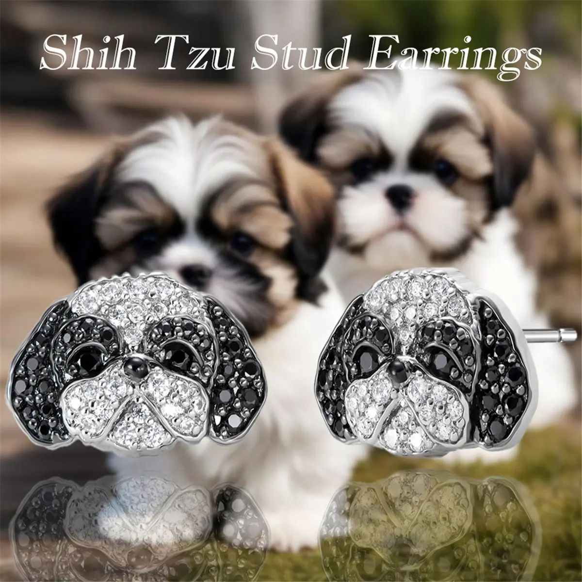Casual Shih Tzu Ear Studs for Women, Cute Stainless Steel Animal Earrings, Commemorative Jewelry Gift for Dog Lovers, Cartoon Earrings, Daily, Fashion