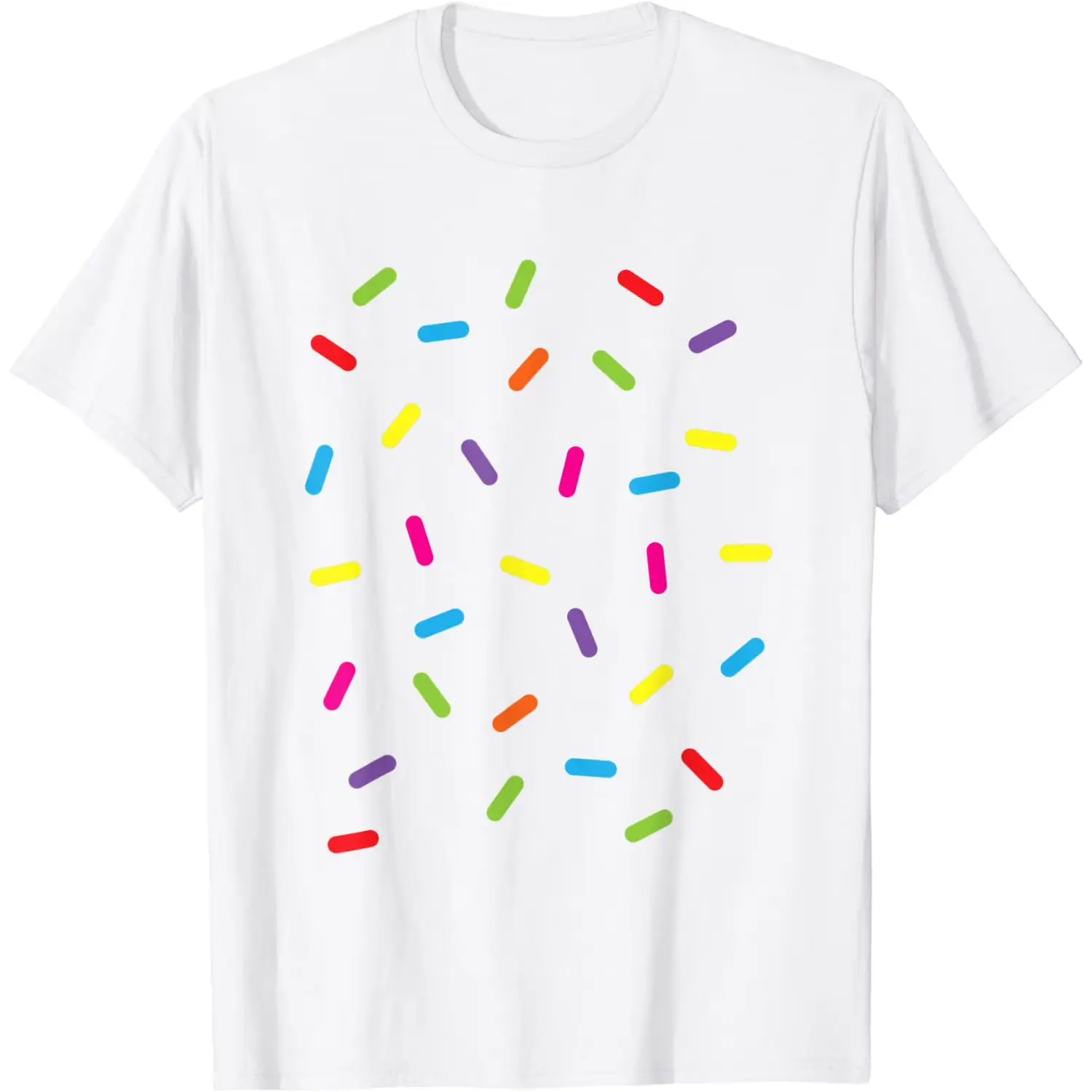 Men's Unisex Round Neck Shortleeve 100% Cotton T-Shirt, Comfortable Simple Rainbow Candy Sprinkles Print Basic Top, Fitness Casual Crewneck Tee, Shortsleeve, Soft