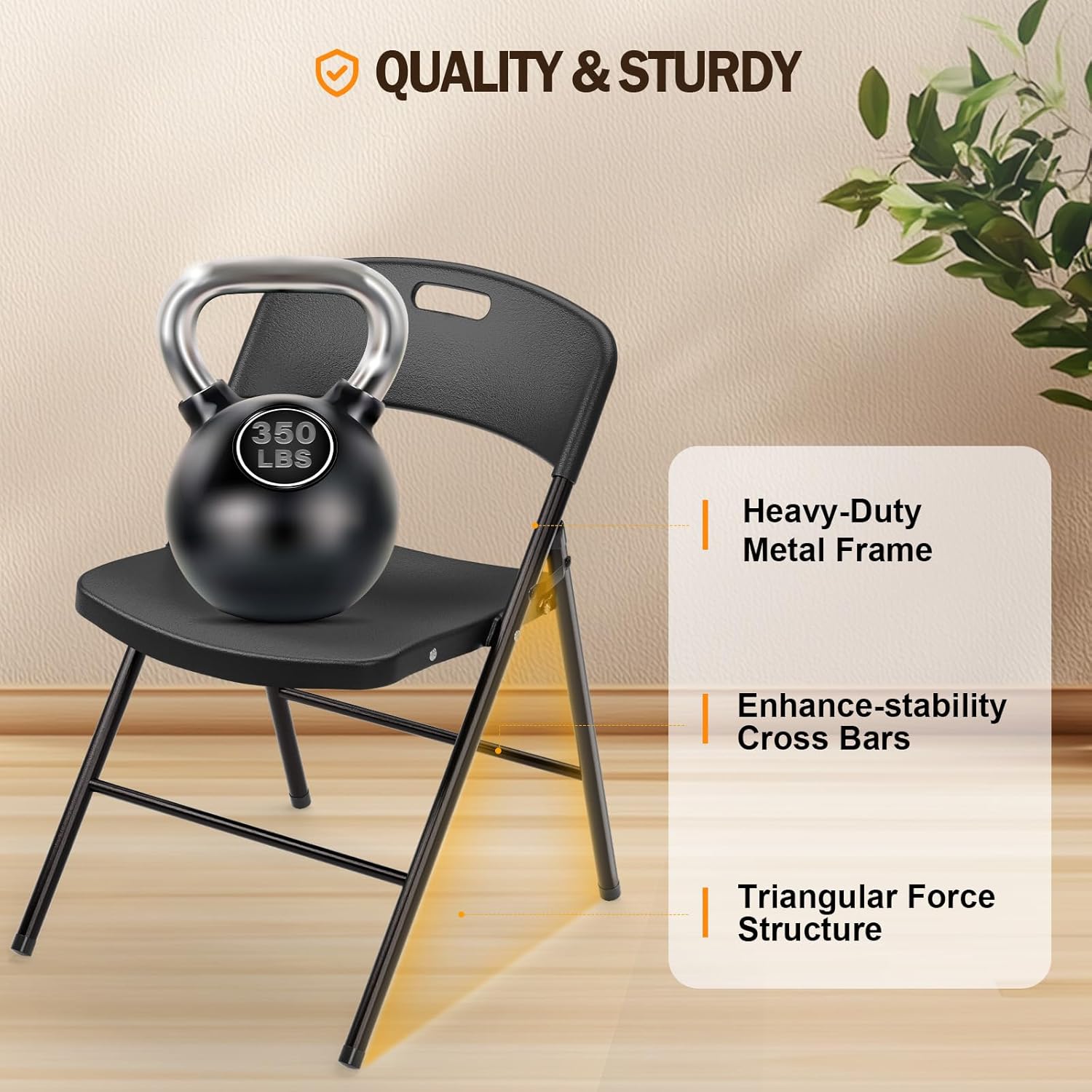 VINGLI Folding Chairs, Plastic Foldable Chair, Capacity up to 350 lbs, Portable Seating for Indoor Outdoor Events Parties Camping Work School Commercail