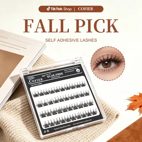 COFIER Self-Adhesive Lash Cluster Kit - No Glue Needed, 40 Count (Pack of 1), Fiber-Based, Multi-Size 10/12/14mm, Soft and Natural, Lightweight, for Beginners, Daily Everyday Wear Beauty Makeup