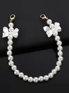 Bow Pearl Decor Bag Chain, Adjustable Handbag Handle Extension Strap, Cute Multi-purpose Pendant Keychain Ornament for Ladies Small Bags