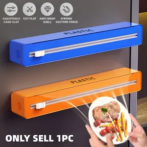 1pc Colorful Multifunctional Plastic Wrap Storage Box, Plastic Wrap Dispenser, Colorful Kitchen Storage Box, Durable Material, Refrigerator Magnetic Hanging Type, Holiday Gift, Thoughtful Gift