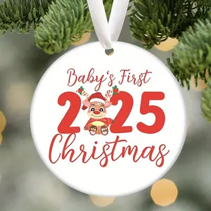 Baby’s First Christmas 2025, Cute Christmas Elk Ceramic Home Decor, Christmas Window Hanging Decoration, Christmas Gift for New Parents, Christmas Tree Pendant Decorations, Gift for First Time Moms Dads