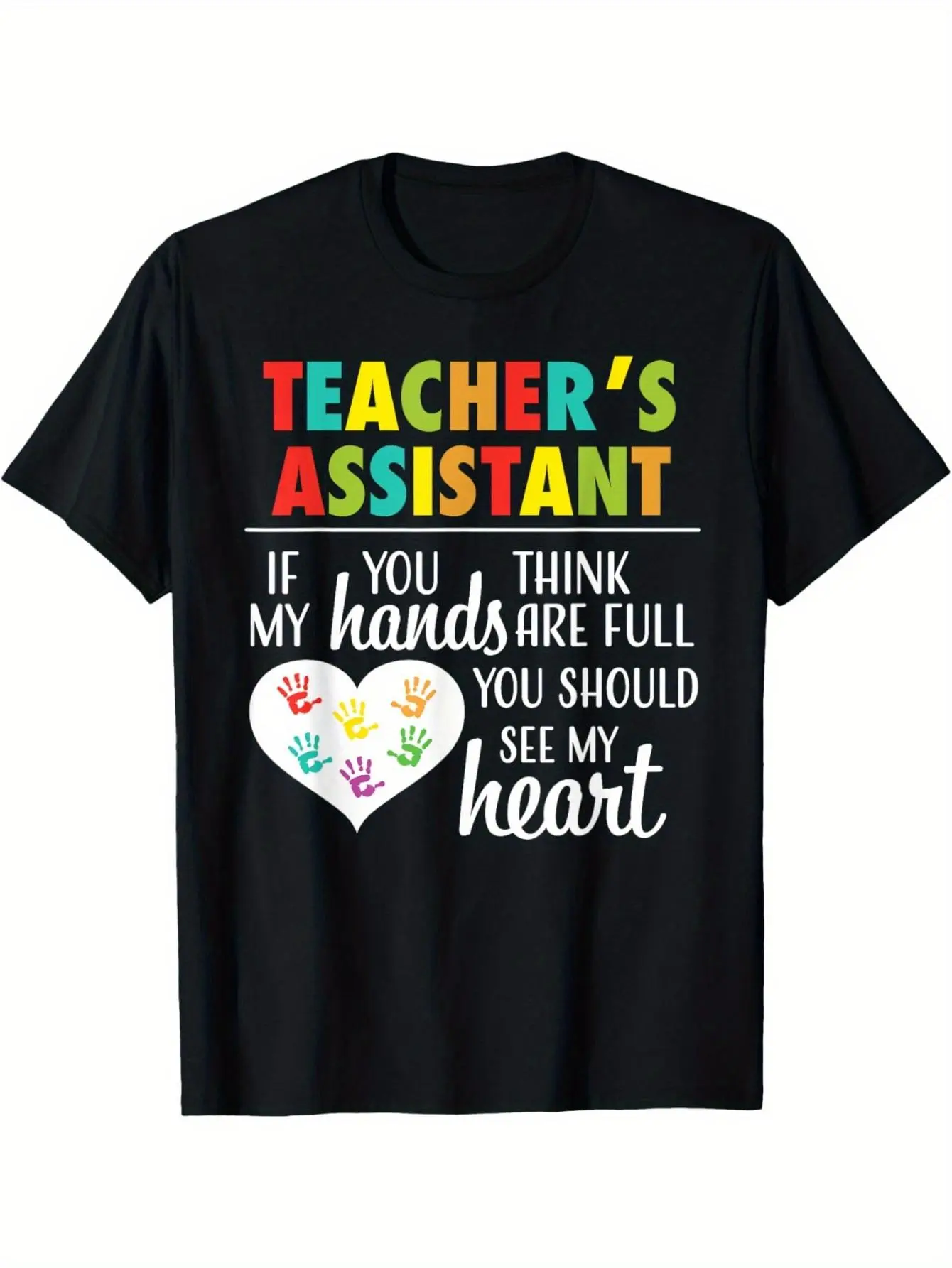 Women's  Unisex Teacher Assistant T-Shirt - Cute H unisex soft cotton short sleeve t shirt, vintage graphic casual tee for men women teens, perfect birthday holiday gift for camping travel gym daily street  wear