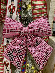 12 Inch Pink Bow Ornament