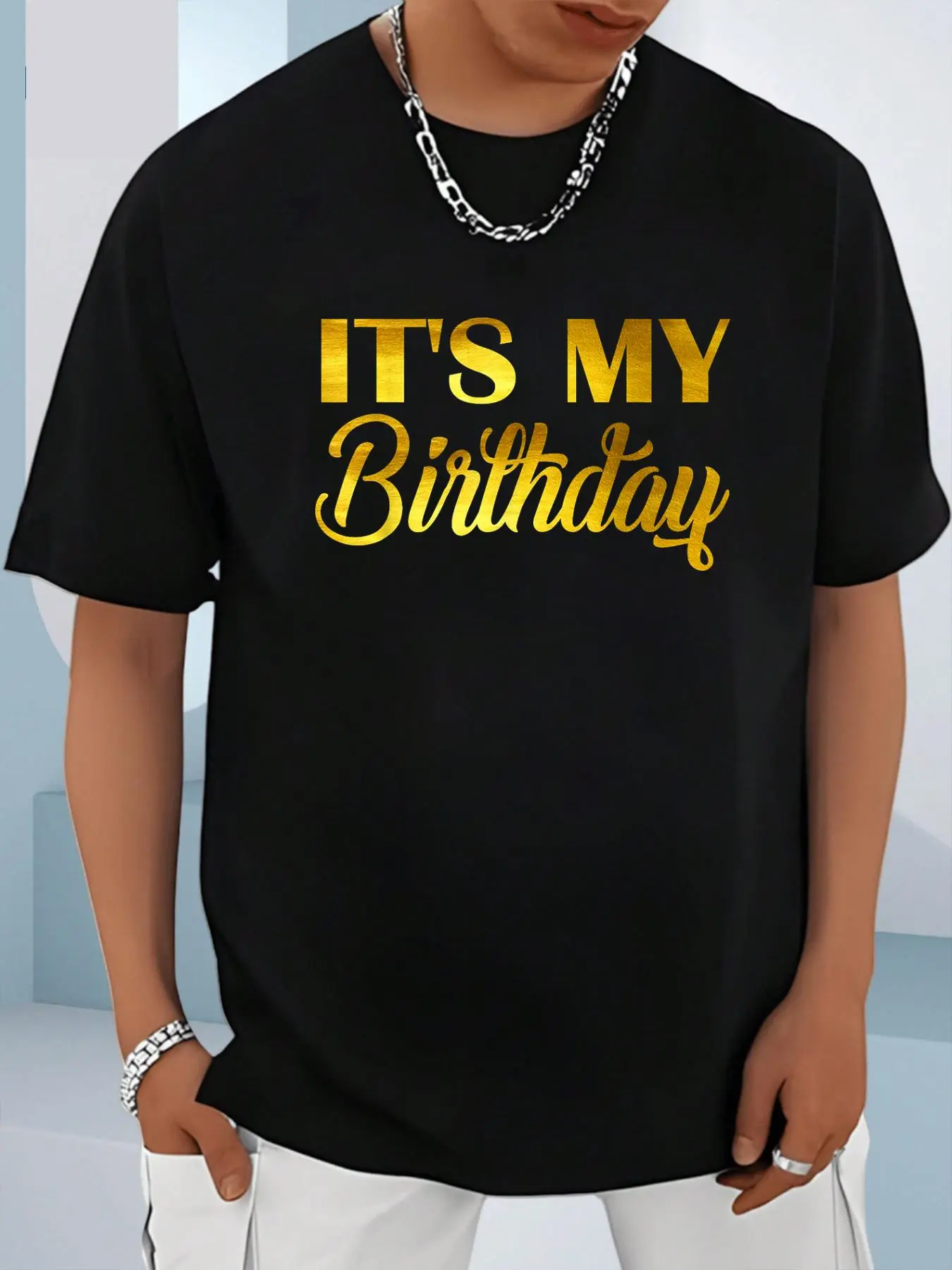 100% Cotton Unisex It's My Birthday T-shirt T-Shirt, Men's Women's Shirt Top, Short Sleeve Tops Crewneck T-shirt