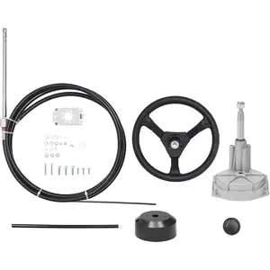 15 FT Boat Control Cable Outboard Rotary Steering System Kit with 12.5 Inches Wheel - Durable Marine Replacement for Mechanical/Manual Steering of Yachts Fishing Boats