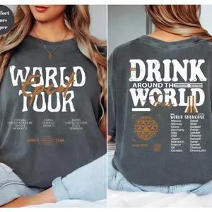 Vintage  Epcot World Tour Shirt, Drink Around The World Tee,  Family Matching Vacation T-Shirt, world Gift
