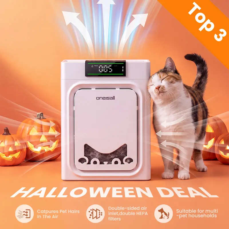 FallDealsForYou oneisall Air Purifiers for Home Pets 3-in-1 Washable HEPA Filter  Dual-Sided Filter with 200g Activated Carbon Pet-Friendly Design Allergen Relief Odor Removal