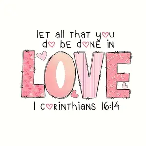 Valentine's Day Iron-On Transfer Stickers, 4-Piece Set, Washable High-Definition Vinyl Decals for T-Shirts, Bags, Pillows, Jeans, Heart