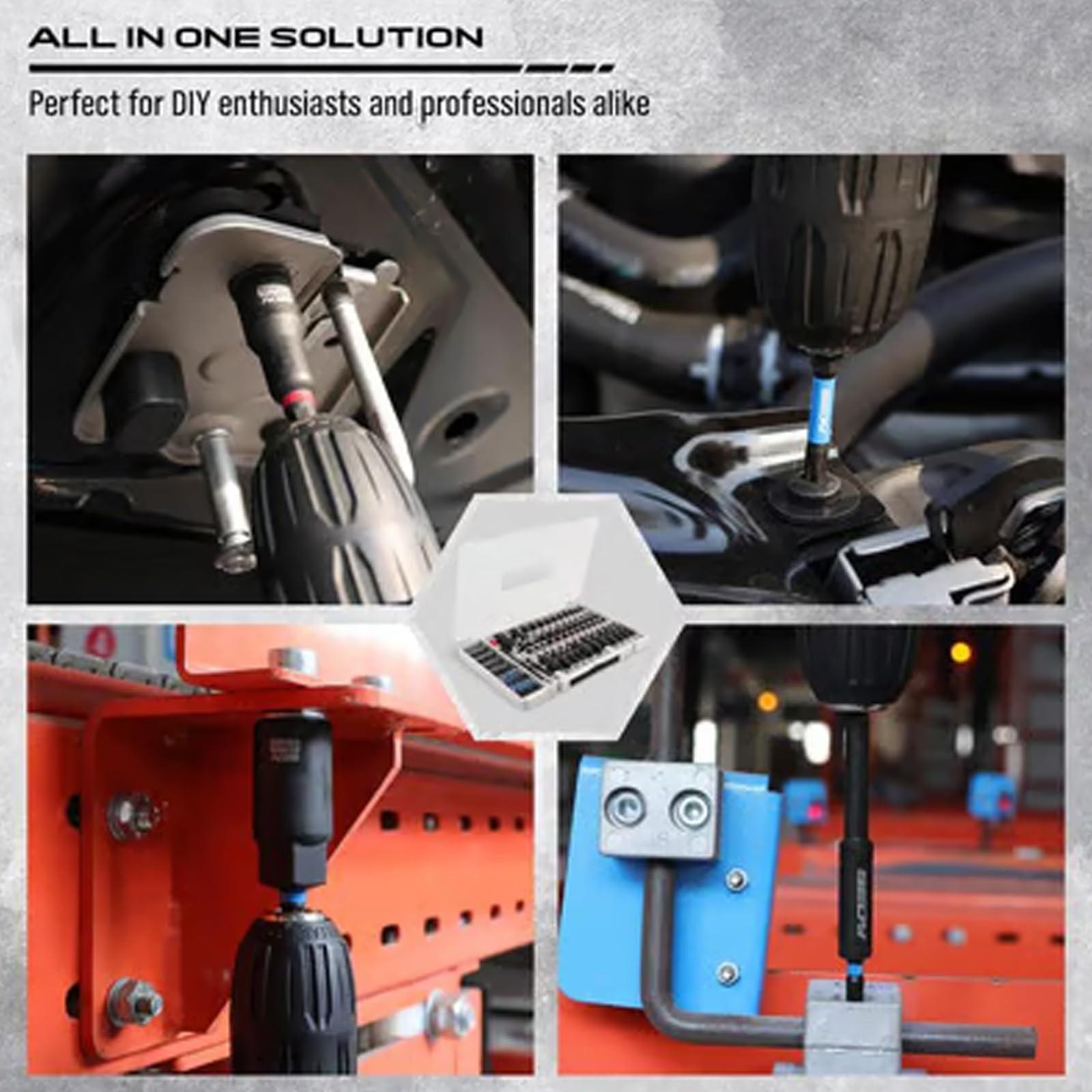 46-Piece Magnetic Impact Nut Driver & Bit Set - S2 Steel Hex Bits, 1/4” Hex Shank, Metric & SAE, 50mm Length for Drill & Impact Driver