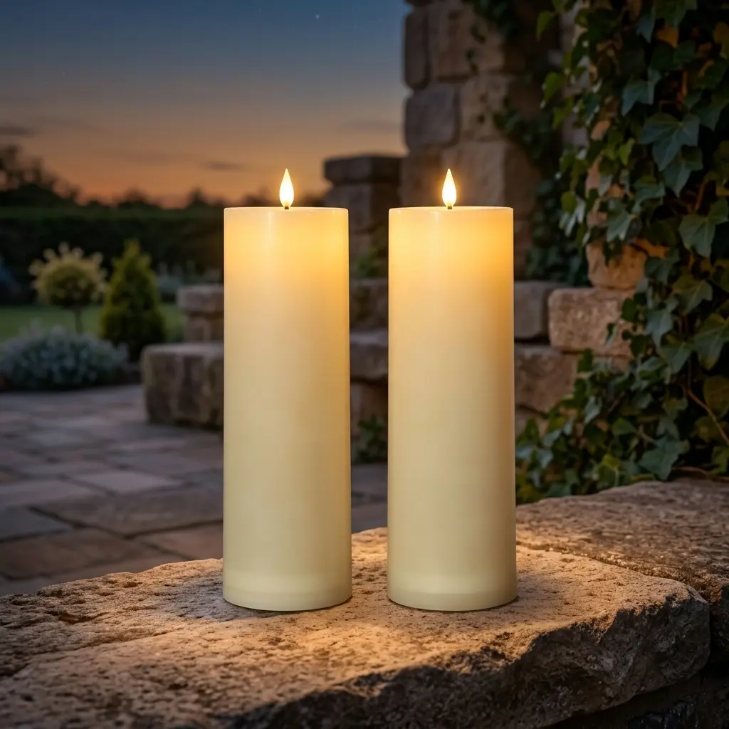 2Pcs Remote Flameless LED Wish Candles 30*10cm Large, Battery Powered Timer Function, Ideal for Outdoor Garden Wedding Holiday Home Decor