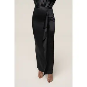 Black Midnight Mirage Satin Skirt